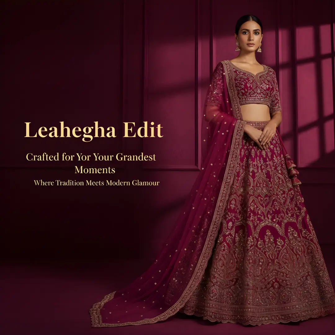 Wine red designer lehenga with intricate embroidery and modern bridal styling by Velvet Studio