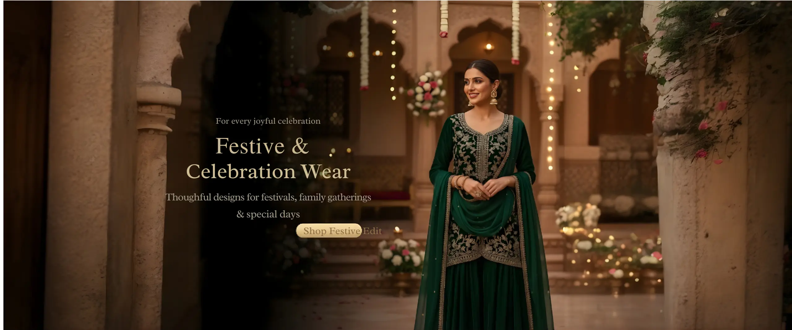 Festive Indian outfit for family celebrations and festivals by Velvet Studio