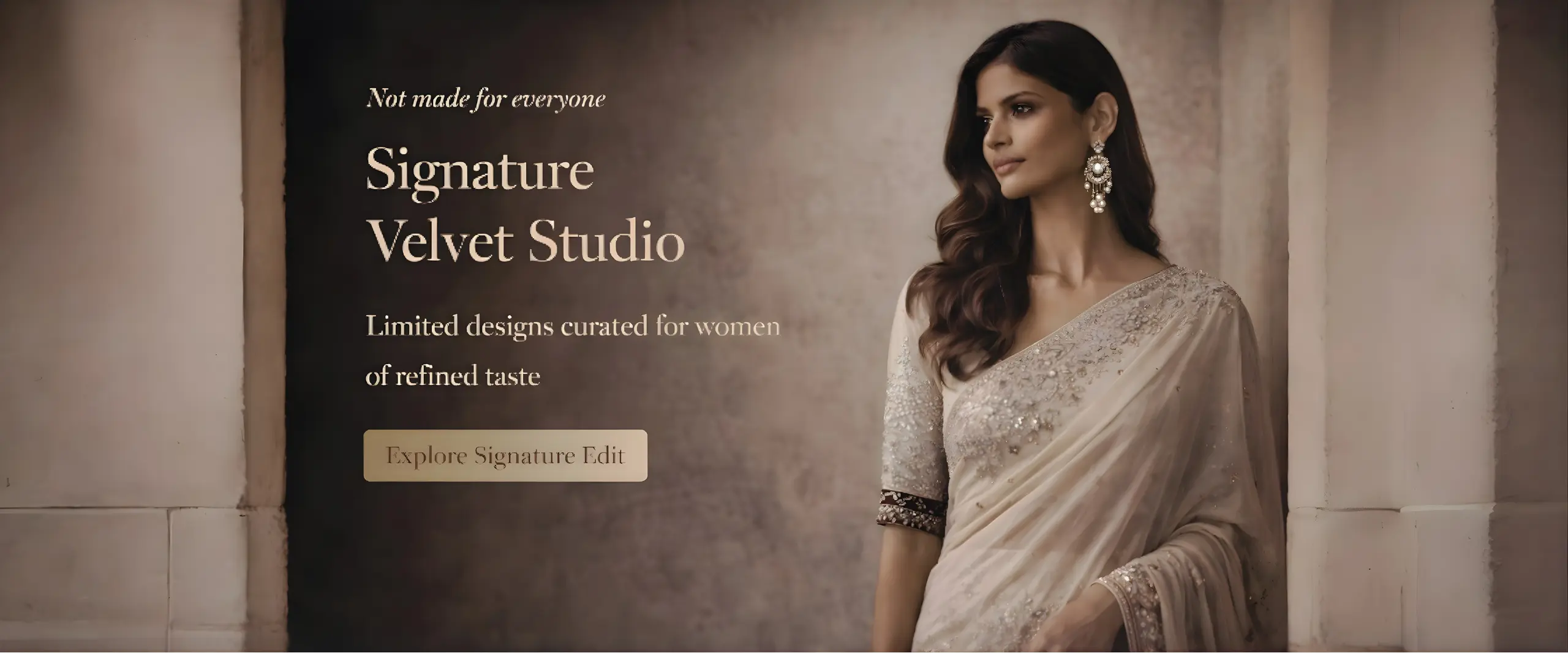 Signature handcrafted Indian saree for refined women by Velvet Studio