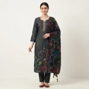 Midnight Gulnaar Black Kurta Set with Printed Dupatta